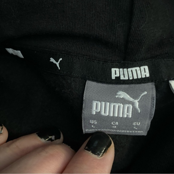 Puma Hooded Hoodie Dress Long Sleeve Black Sweater Size L Pullover Cozycore - Picture 4 of 9